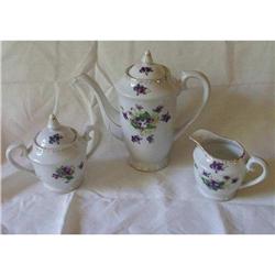 Purple Violets Tea Set Trimmed in Gold #999241