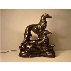 Lamp Retro  Black Porcelain Dogs 50s  #999255