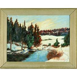 Winter scene - G. Dunkley, oil on canvas #999265