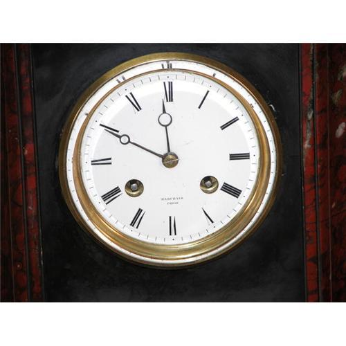 19 th Century French black slate & jasper Clock1013897