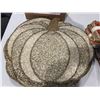 Image 2 : GROUP OF BEADED PUMPKIN PLACEMATS X 8 & BOX OF PUMPKIN NAPKIN RINGS