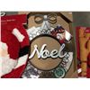 Image 2 : GROUP OF NOEL WOOD & METAL WREATH FOR HOLDING CHRISTMAS CARDS, SANTA 2-PCE BATH SET &  REINDEER CAR