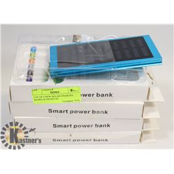 LOT OF 4 NEW SOLAR CHARGER BANKS SLIM METAL