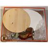 Image 1 : WOOD LAZY SUSAN,PORCELAINE TURKEY PLATTER,DECORATI