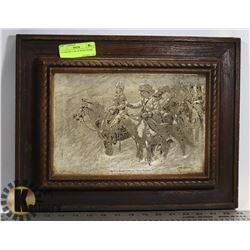 ETCHED PICTURE IN WOOD FRAME