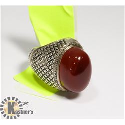 NATURAL AGATE & SILVER  SPECIAL DESIGN RED COLOR
