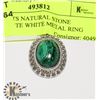 Image 1 : PENDANTS NATURAL STONE MALACHITE WHITE METAL RING