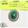 Image 1 : PENDANTS NATURAL STONE MALACHITE WHITE METAL RING