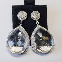 SILVER GENUINE QUARTZ  EARRINGS