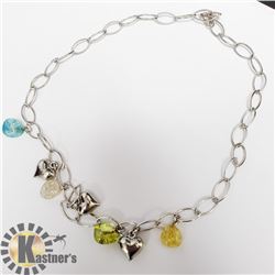 SILVER GENUINE GEMSTONE 18" 18.62G NECKLACE