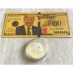 REPLICA GOLD FOIL TRUMP BILL AND COIN