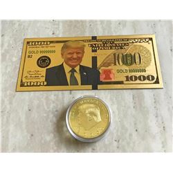 REPLICA GOLD FOIL TRUMP BILL AND COIN