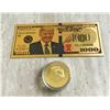 REPLICA GOLD FOIL TRUMP BILL AND COIN