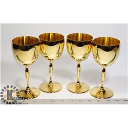 VINTAGE SET OF (4) E.P. BRASS GOBLETS
