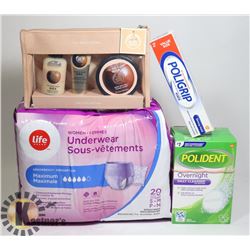 SENIORS CARE LOT:  POLYDENT, POLIGRIP, WOMENS