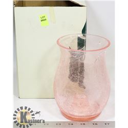 PARTYLITE PINK CRACKLE HOUR GLASS