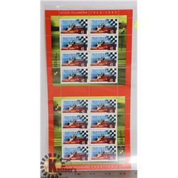 GILLES VILLENEUVE 1950 - 1982 UNCUT SHEET CANADA