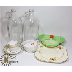 LOT OF 2 HEINZ 57 LARGE GLASS RIBBED JARS W/CAPS