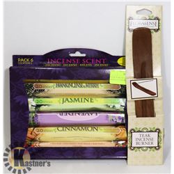 NEW TEAK INCENSE BURNER SOLD WITH 120 ASSORTED
