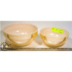 TWO FIRE KING LUSTERWARE MIXING BOWLS