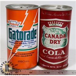 2 VINTAGE POP CANS CANADA DRY COLA AND GATORADE