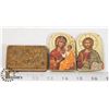 Image 1 : 2 VINTAGE HAND CARVED WOOD BOX AND JESUS DISPLAY