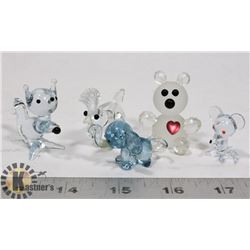 6 X CRYSTAL AND GLASS ANIMAL FIGURES