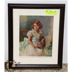 FRAMED PORTRAIT OF THE QUEEN - AGED 7