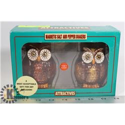 OWL SHAPE MAGNETIC SALT AND PEPPER SHAKER SET