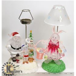 EASTER BUNY PLASTIC CANDLE HOLDER PLUS CHRISTMAS