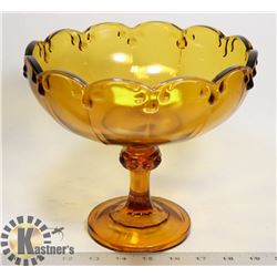 VINTAGE AMBER GLASS STEMMED BOWL