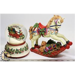 MUSICAL SNOW GLOBE AND MUSICAL CAROUSEL HORSE