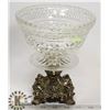Image 1 : VINTAGE GLASS AND METAL FOOTED CANDY DISH