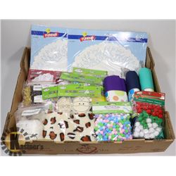 FLAT OF ASSORTED CRAFTING SUPPLIES