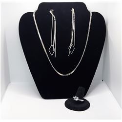 10)  SILVER TONE HEAVY FLAT HERRINGBONE 18"