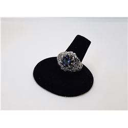 3)  SILVER TONE AND LAB CREATED RAINBOW