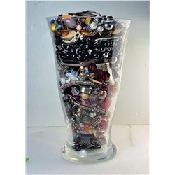 25)  LARGE GLASS VASE FULL OF FASHION