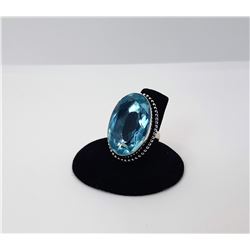 14)  SILVER 925 PLATED OCEAN BLUE LARGE OVAL