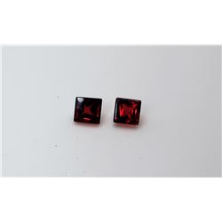 21)  LOT OF 2 MATCHED SQUARE CUT GARNET