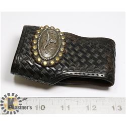 WESTERN HAND TOOLED LEATHER BELT / JEANS ATTACHED