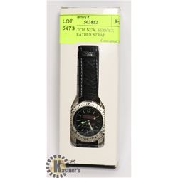 MEN'S WATCH. NEW. SERVICE WATCH, LEATHER STRAP