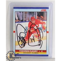 THEO THEOREN FLEURY CALGARY FLAMES SIGNED CARD