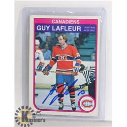 GUY LEFLEUR MONTREAL CANADIENS 1982 SIGNED CARD