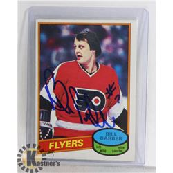 SIGNED BILL BARBER PHILADELPHIA FLYERS CARD HOF