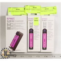 THREE EFEST SLIM BATTERY CHARGERS