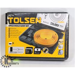 NEW TOLSEN 8PC HOLE SAW SET