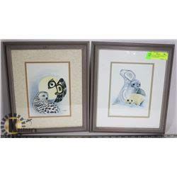 SUE COLEMAN, PAIR OF FRAMED NATIVE ART PRINTS