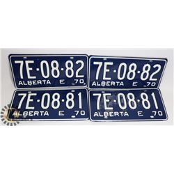 2 PAIRS OF SEQUENTIAL LICENCE PLATES FROM 1970