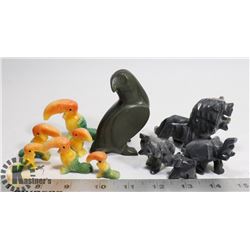 GROUP OF STONE ANIMAL FIGURES