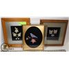 Image 1 : GROUP OF 3 FRAMED TUFTED ART PICTURES